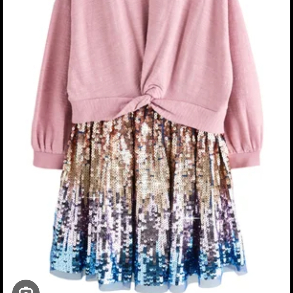 Next Pink and Sequin Kids Sweater Dress